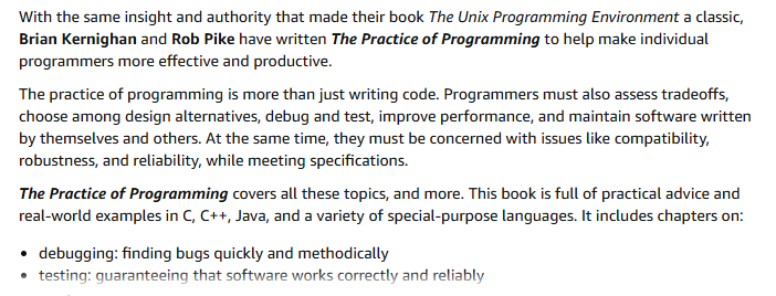 The Practice of Programming by Brian W. Kernighan